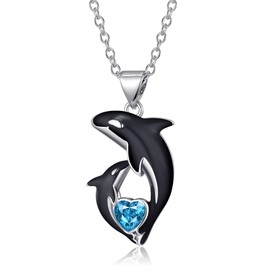 TALYKONG Killer Whale Orca Necklace Orca Mothers Day Jewelry Gifts for Women Mom Daughter