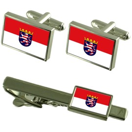 Hesse State Flag '(Hesse Cufflinks Ties Matching Same Fabric Box Set