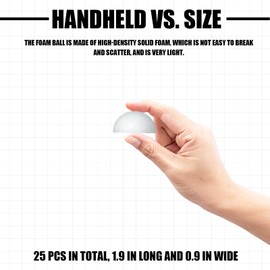 Styrofoam Half Balls 2 Inch,25PC Large White Half Foam Balls for Crafts, DIY Craft Giant Foam Balls for Home and School,Smooth Solid Round Balls (Half styrofoam-2in-25pc)