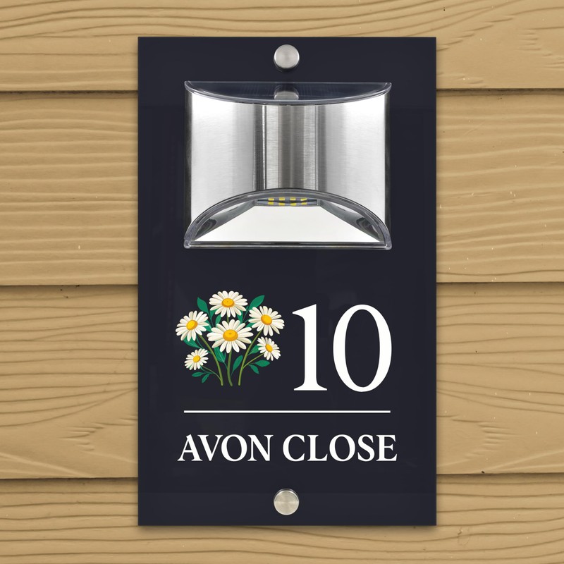 Custom Signs Solar Illuminated Modern Anthracite House Number Sign 24cm