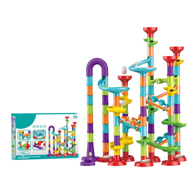 Roll Ball Track Building Blocks Colorful Stereoscopic Maze Stacking Toys