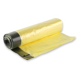 Hygoclean Bin Liners with Drawstring, 60 L, HDPE, Roll, Yellow/Black, L: 64 cm, W: 71 cm, Bin Liners, Rubbish Bags, Rubbish Bins, Rubbish Bags with Drawstring Pack of 1000
