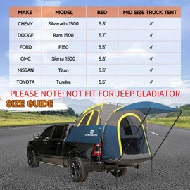 Pickup Truck Bed Tent with Awning Fits 5.5-6ft: Waterproof Umburato Truck Tents for Camping, Easy Set-Up, Portable, Spacious for 2 Person, Chevy, Dodge, Ford, GMC, Navy Blue & Lime