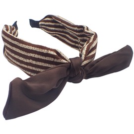 Topkids Accessories Striped Knot Alice Bands Adult Women, Hair Accessories for Women, Hair Bands for Women, Thick Headband, Womens Headbands, Head Bands Adult Women, Wide Headbands (Brown Bow)