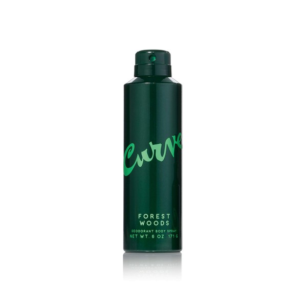 Men's Deodorant Fragrance Spray by Curve, Casual Day or Night Scent, Forest Woods, 6 Fl Oz