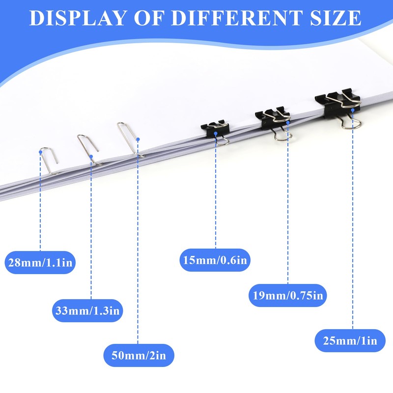 SANNIX 500Pcs Paper Clips and Binder Clips Assorted Sizes, Silver