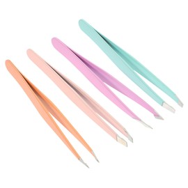 TOVINANNA Stainless Steel Eyebrow Tweezers Set 4pcs Angled Pointed Grooming Kit Perfect for Women Random Color