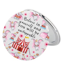 BEKECH Flying Elephant Compact Mirror Elephant Fans Gift Believe in Yourself Merch for Women (Flying Elephant Mirror)