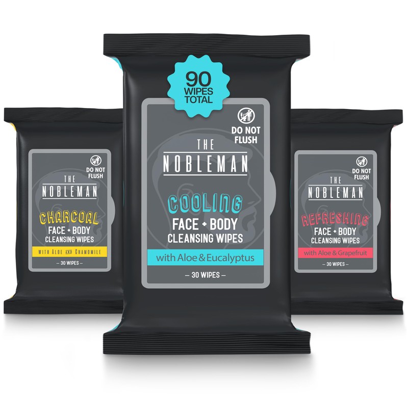Men's Assorted Cleansing Wipes- Cooling/Charcoal/Refreshing - 3 Pack (90ct)