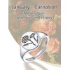 FindChic Birth Flower Ring for Women January Carnation Month Floral