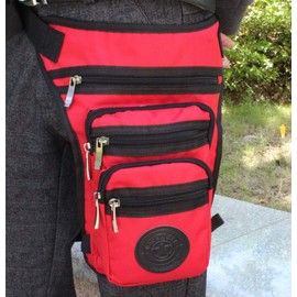 Nylon Waist Pack Motorcycle Drop Leg Bag for Men Women Tactical Military Bike Cycling Riding Travel Outdoor Sports Hiking Camping Fanny Pack Pouch Pocket Red