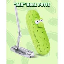 Big Teeth Golf Pickle Putter Cover, Soft Blade Putter Cover, Gherkin Plush Funny Putter Head Covers, Green Color,Drawstring Closure jar More Putts