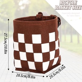Taeku Children's Bicycle Basket, Foldable Handlebar Bag, Checked Pattern Bicycle Bag, Balance Bike Bag, Handlebar Basket for Boys and Girls (Brown)