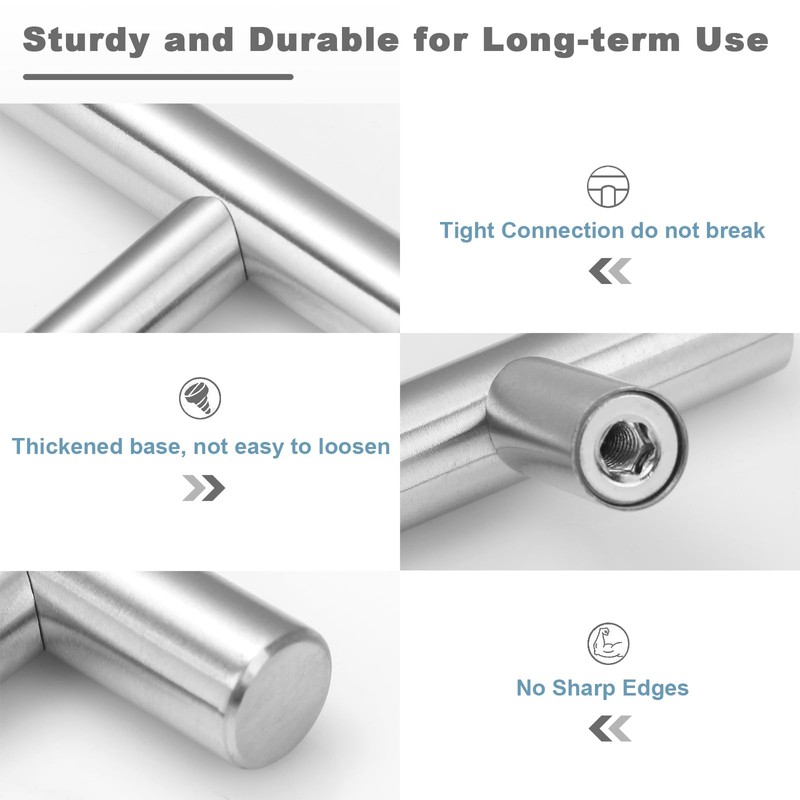 Estmoon 30 Pack Brushed Nickel Cabinet Handles 3 Inch Hole