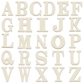 Soaoo 52 Pieces 8 Inch Unfinished Blank Wooden Letters Surface Big Wooden Alphabet Letters for Painting, DIY Projects, Tabletop, Home Wall Decor, Birthday Parties, Wedding