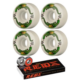 Powell Peralta Dragon Formula 93A Skateboard Wheels with Bones Reds Bearings, 54mm x 34mm