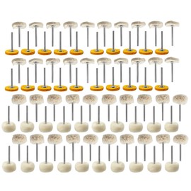 Yakamoz 80Pcs Polishing Buffing Wheel Sets, 3mm 1/8" Shank Mini Brush Wool Felt Cotton Mounted for Metal Jewelry Watch Polishing Rotary Tool Accessories