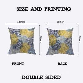 TKS MITLAN Chrysanthemum Pillow Covers 18x18 Inch Blue Yellow and Navy Spring Floral Plant Leaf Retro Style Pillows Decorative Throw Pillows Farmhouse Decor for Home Cushion Case