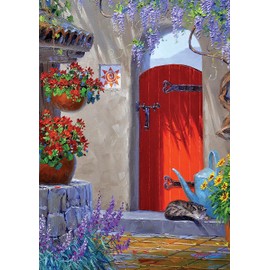 Toland Home Garden 1012688 Feline Floral Spring Flag 28x40 Inch Double Sided for Outdoor Summer House Yard Decoration