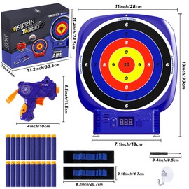 AISIPRIN Electronic Digital Target for Nerf Guns Toys,Electric Scoring Target with Sound Effect,Auto Scoring Targets with 2 Pack Toy Guns,20 Darts,Hand Wrist Bands,screwdriver,Outdoor games for kids