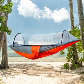 Hammock with Net | Sturdy Outdoor Camping Hammock Net | Breathable Lightweight Compact Camp Accessories for Travel Backyard Outdoor Outside Hiking Survival Backpacking