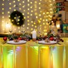 2Pack Iridescent Checkered Plastic Tablecloth, Shiny Disposable Laser Rectangle Table