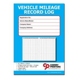 Cherry Vehicle Mileage Record Log A5 16pages 120gsm
