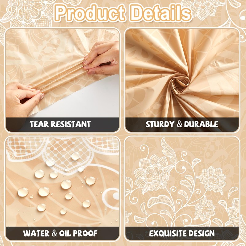 3 PCS Retro Party Tablecloths White Lace Table Cover Large
