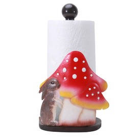 Mloarts Bunny and Mushroom Paper Towel Holder, 13 Inches, Decorative Kitchen Countertop Stand, Black