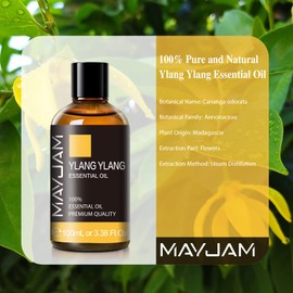 Ylang Ylang Essential Oil, MAYJAM 3.38fl.oz Pure Essential Oils, Ideal for Living Room Bedroom Office Use