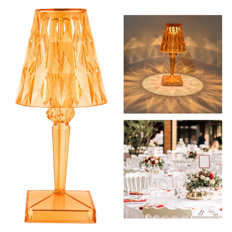 LED Crystal Table Lamp Transparent Prism Dimmable Desk Lamp USB