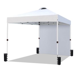 VOYSIGN Durable 10 x 10 Pop-up Canopy Tent with 1 Sidewall, Portable Instant Camping Beach Canopy Tents, White