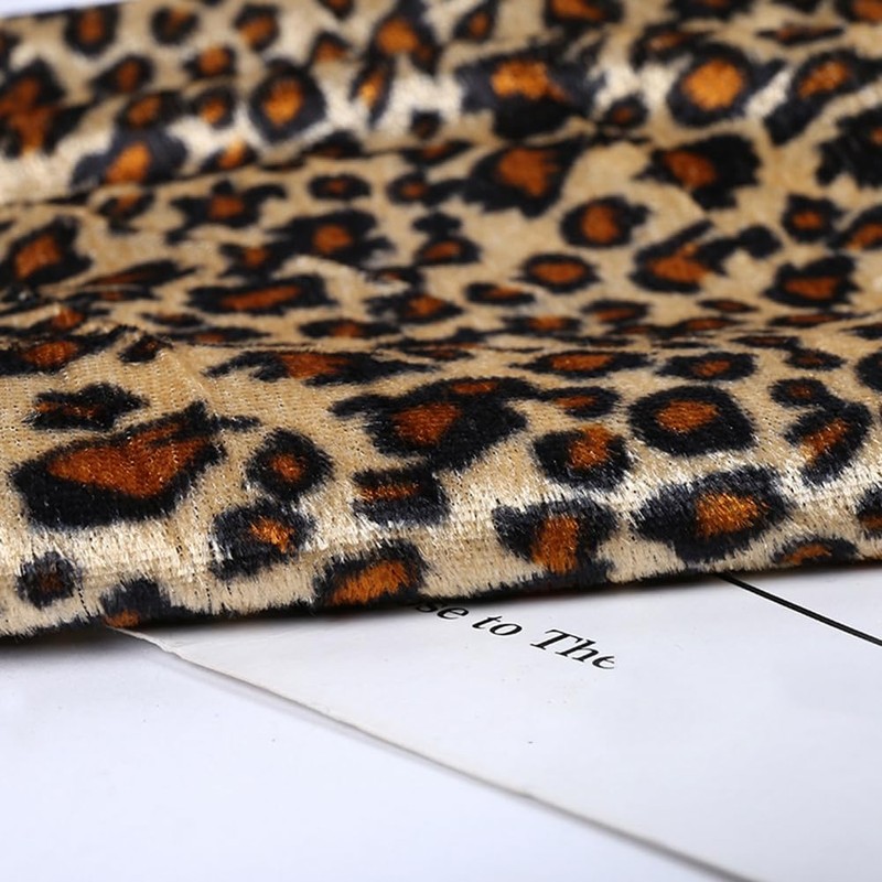 Wisafory Leopard Print Fabric 100 x 150 cm Velvet Patchwork