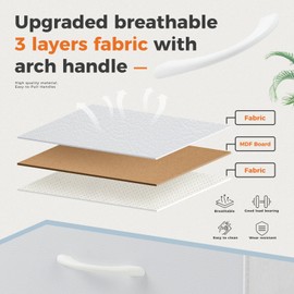 Sweetcrispy Dresser for Bedroom, Storage Drawers, Skinny Fabric Storage Tower with 4 Drawers, Tower Organizer Unit, Chest of Drawers with Wooden Top for Closet,Entryway,White