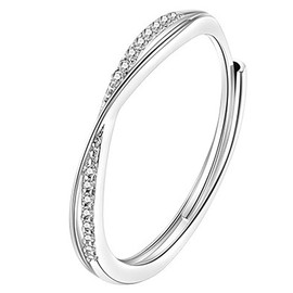 GEJ-Tech Women's Ring, Silver Ring, One Size Fits Most (No. 11 - 20), Zirconia, Deluxe, Gift, Silver