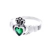CLADDAGH 10mm Green Emerald Heart 925 Sterling Silver Friendship Ring,