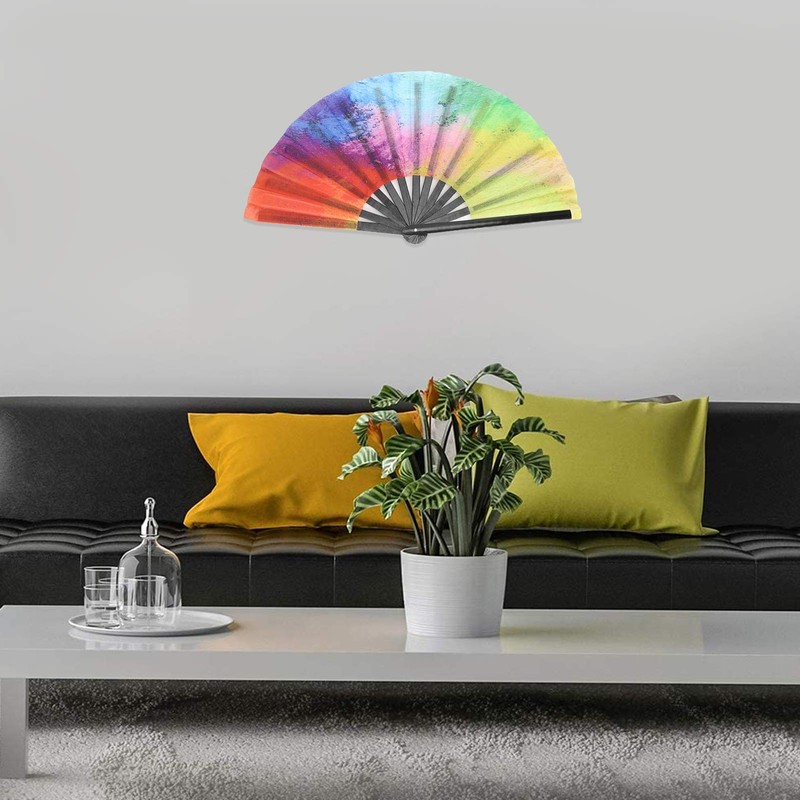 Hapivida Large Hand Fan Colourful Fan Hand Fan 35 cm
