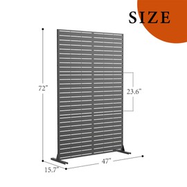 Metal Privacy Screen Outdoor 72" H x 47" W, Outdoor Privacy Screen & Panels, Freestanding Decorative Screens for Patio Lawn Garden Deck Balcony, Black-Louvered