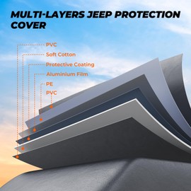 KAKIT 6 Layers Heavy Duty Covers for Jeep 2007-2020 4 Door Waterproof & All Soft Inside with Windproof Strap & Driver Door Zipper