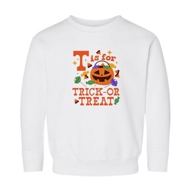 T is for Trick or Treat Kids Sweatshirt Toddler 2T White