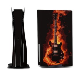 Buyidec Guitar in Fire for Model 5 Skin Accessories Cover Skins Anime Vinyl Cover Sticker Full Set for Model5 Disc Edition