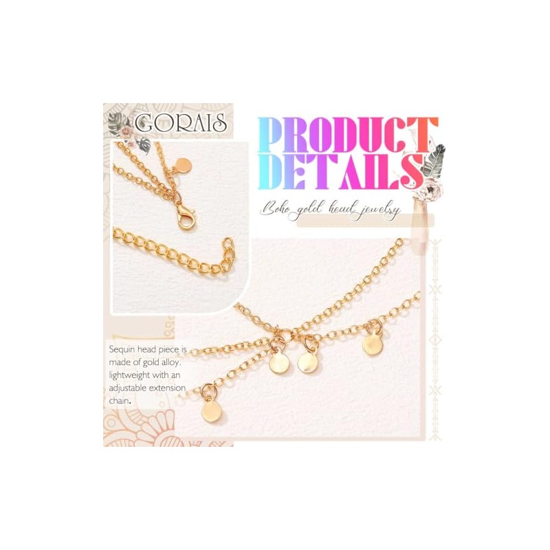Gorais Lentejuelas Boho Cadena de Cabeza Joyería Cadena para el