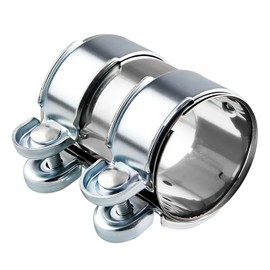 QBselecar 2 Inch (51mm) Universal Muffler Band Clamp, Stainless Steel Exhaust Pipe Coupler/Joint for Motorcycle and Automobile