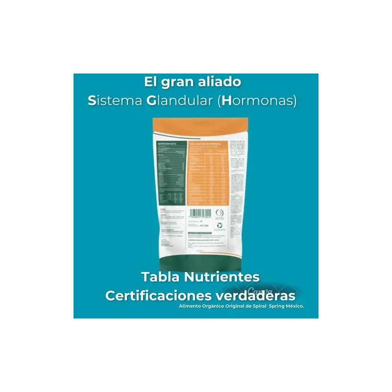 2 Bolsas De 200grs. Cu Alga Spirulina Garbanzo Cúrcuma