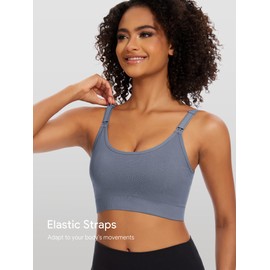 Angelhood Women's Non-Padded Longline T-Shirt Nursing Bras Minimizer Comfort Cushion Strap Wirefree Full Coverage Large Bust Light Support Sport, X-Large Blue