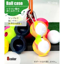 Emsing SID05-BK Golf Ball Case, 8 Colors Available, Includes 2 Carabiners, Easy to Insert, Colorful Gift, Father's Day Present, 2 Balls, Lightweight, Golf Ball Storage, Mini Holder, Not Disturbing