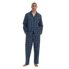 kolipajam Men Cotton Pajama Set For Men 2 Piceces Plaid Comfy Nightwear PJS With Pockets