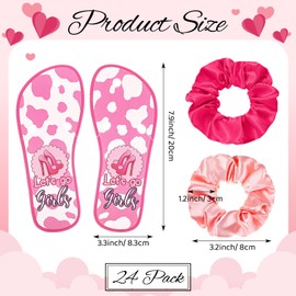 Daifunli 24 Pcs Silk Satin Hair Scrunchies for Women Bachelorette with Slippers Cards Hair Ties Gift for Wedding Party Favors Bridesmaid Proposal Gifts, Pink, Hot Pink