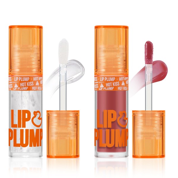 Apooliy 2pcs Lip Plumper Gloss，Hydrating Lip Glow Oil，Korean Clear Lip