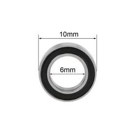 TOP-VIGOR 10Pcs MR106-2RS Deep Groove Ball Bearings, Z2 6mm x 10mm x 3mm Double Sealed Industrial Bearings, Chrome Steel Skateboard Bearings for Electrical Instrument Equipment, Black